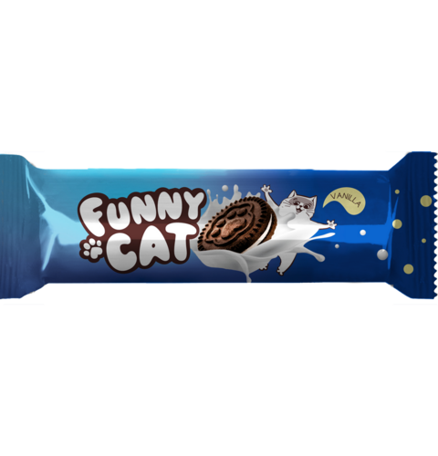 Печенье Funny Сat с какао и начинкой с ароматом ванили 95 гр. (Посольство вкусной еды)